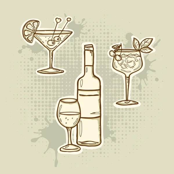 Alkohol pije ikony nastavit — Stockový vektor