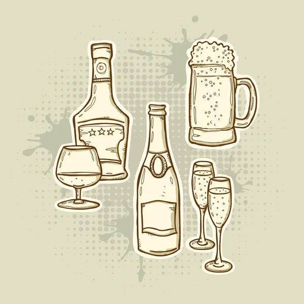 Alkohol drycker ikoner set — Stock vektor