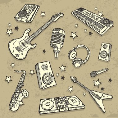 The collection of musical instruments clipart