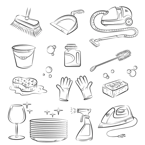 Σπίτι καθαρισμού πράγματα — Διανυσματικό Αρχείο