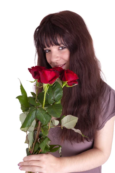 The girl with roses — Stock Photo, Image