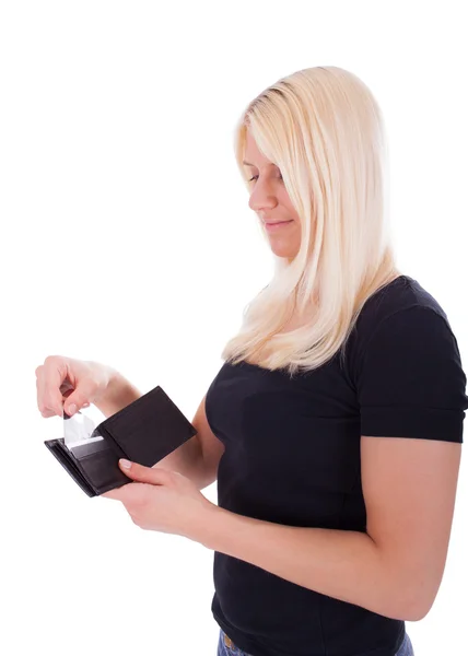 Mladá žena s kreditní kartou — Stock fotografie