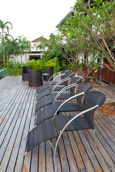 Black rattan chairs — Stock Photo, Image