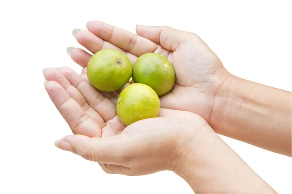 Hand met citroen — Stockfoto