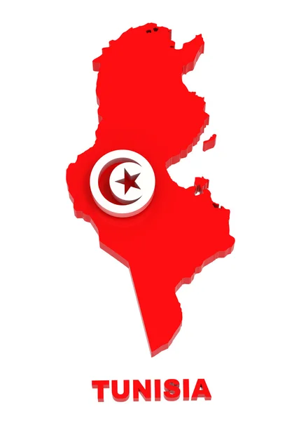 Tunisia, map with flag, isolated on white with clipping path — Stock Photo, Image