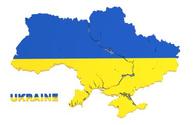 Ukraine, map with flag, isolated on white, with clipping path clipart