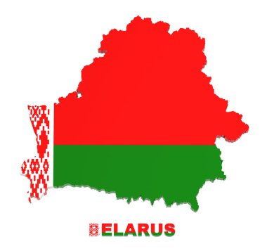 Beyaz Rusya, harita izole kırpma yolu ile beyaz üzerinde bayrak ile