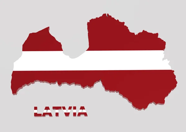 Łotwa, mapę z flagą, na białym tle na szary, ze ścieżką przycinającą — Zdjęcie stockowe