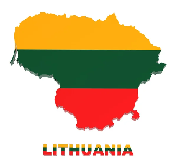 立陶宛、 地图与旗子，孤立在白，与剪切路径 — 图库照片