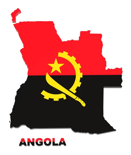 Angola, mapu s vlajkou, izolované na bílém, s ořezovou cestou — Stock fotografie