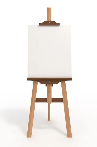 Tablero de arte en blanco, caballete, aislado en blanco, con camino de recorte — Foto de Stock