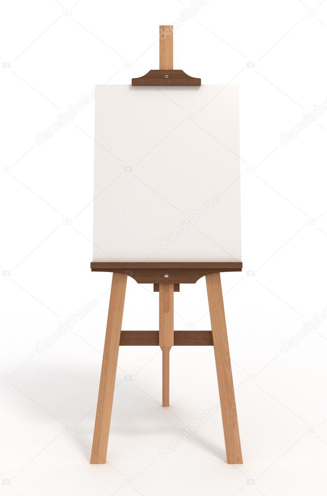 Blank art board, easel, isolated on white, with clipping path