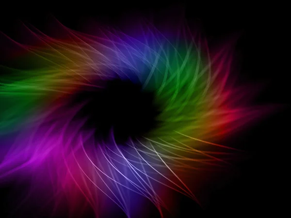 Много цветовых и волновых линий на черном фоне — стоковое фото