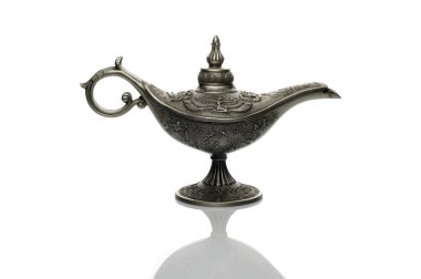 Oil lamp east design with egypt or arabic texture with reflectio clipart