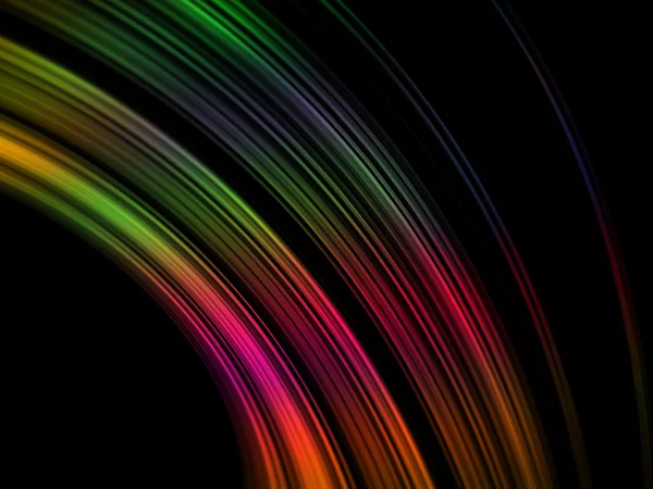 Många färg- och wave rader på svart bakgrund — Stockfoto
