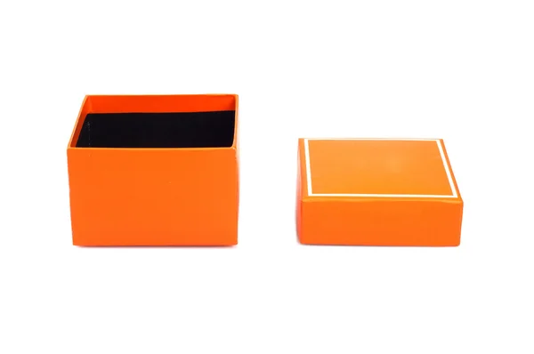 Orange öppnade lådan isolerad på vit bakgrund — Stockfoto