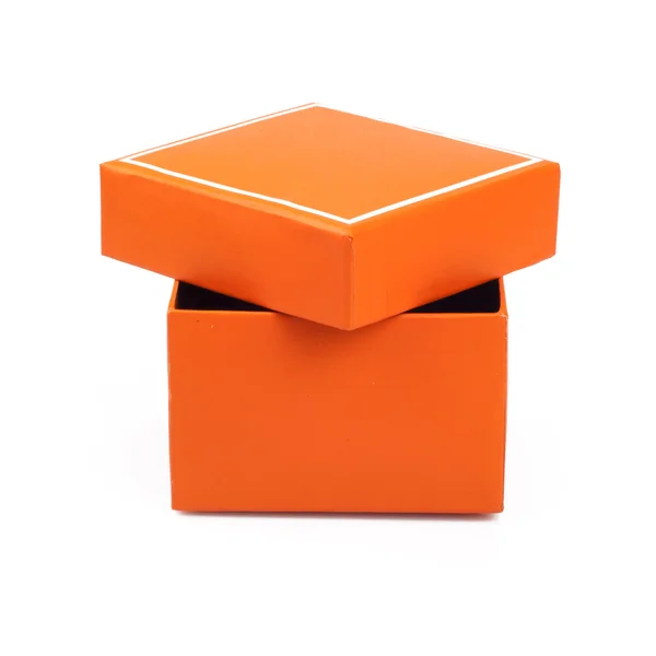 Orange opened box isolated on white background — Stock Photo, Image