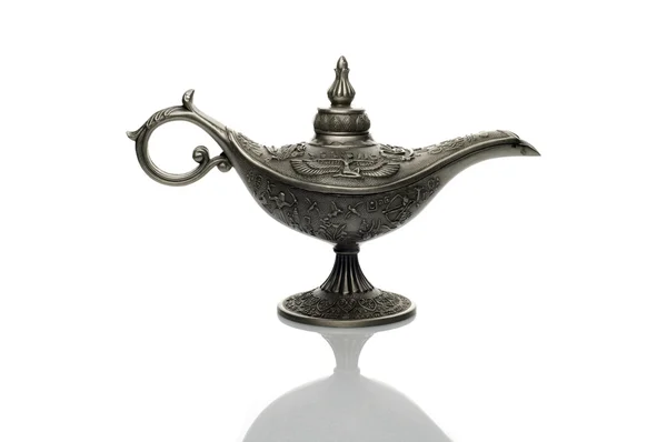 Oil lamp east design with egypt or arabic texture with reflectio — Stock Photo, Image
