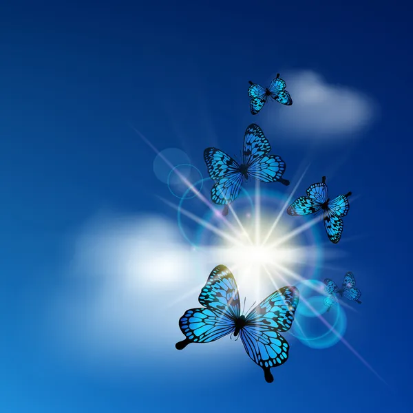 Mavi kelebekler — Stok Vektör