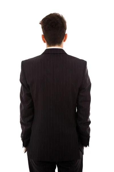 Молодий бізнесмен ззаду, ізольований на білому — стокове фото