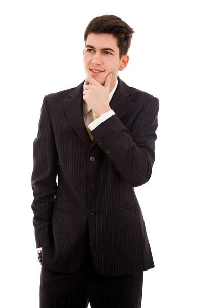 Feliz joven retrato de hombre de negocios, aislado en blanco — Foto de Stock