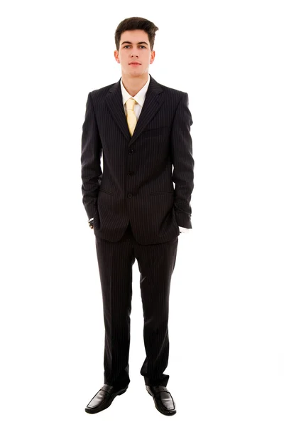 Jovem homem de negócios de corpo inteiro isolado no fundo branco — Fotografia de Stock