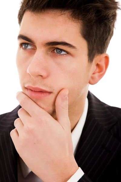 Closeup portret van een jonge zakenman, geïsoleerd op wit — Stockfoto
