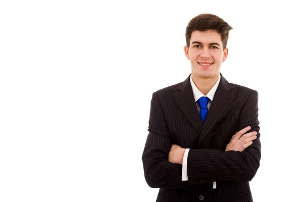 Happy young business man portrait, isolated on white — Stock Photo, Image