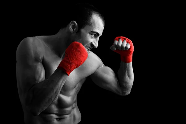 Mladý boxer Boxer černém pozadí — Stock fotografie