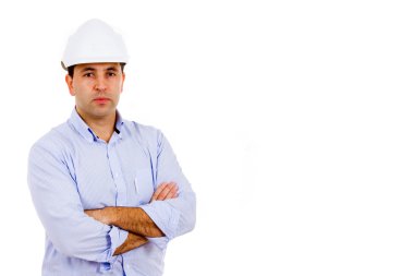 Portrait of young male civil engineer. Isolated on white backgro clipart
