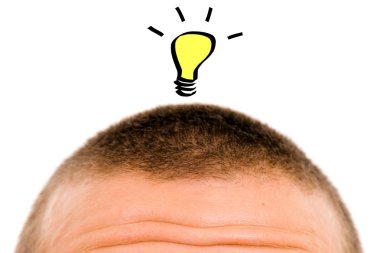 A bulb over a man head having an idea clipart