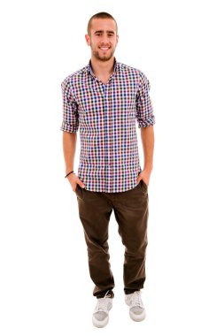 Young man full body in a white background. ( focus on the head) clipart