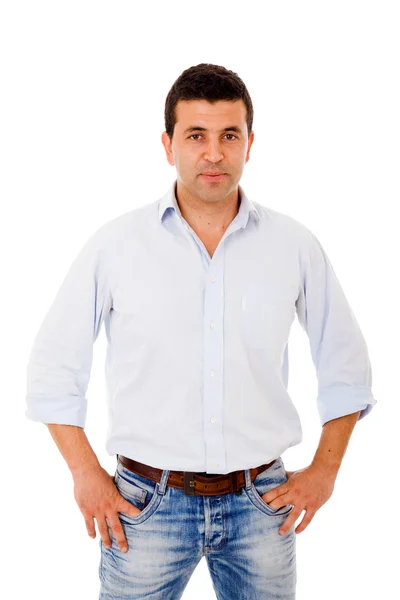 Retrato de hombre casual joven, aislado en blanco — Foto de Stock