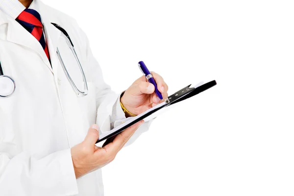 Läkare med stetoskop handstil. isolerade över vita bac — Stockfoto