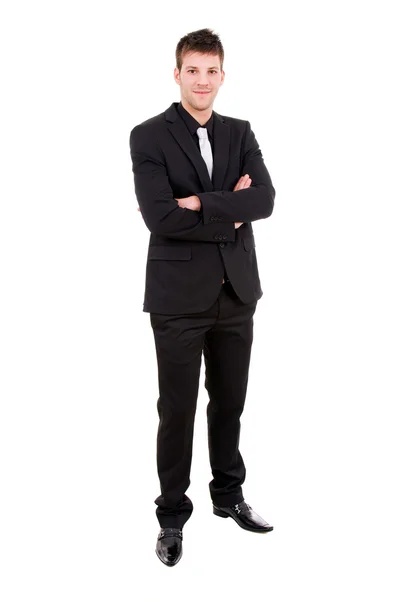 Junger Geschäftsmann voller Körper isoliert auf weißem Hintergrund — Stockfoto