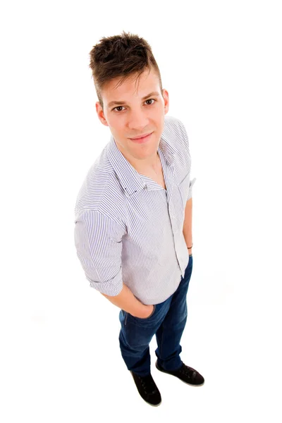 若い男が、白い背景で完全なボディ — ストック写真