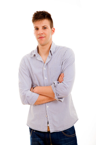 Portrait of happy smiling man, isolated on white