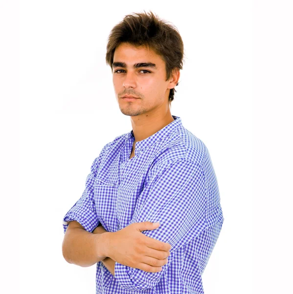 Ung casual man porträtt, isolerad på vit — Stockfoto