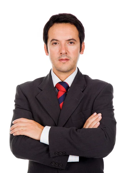 Young business man portrait on white background — Stock Photo, Image