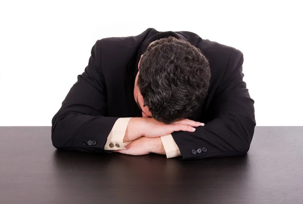 Unavený obchodní muž spleeping u umyvadla — Stock fotografie
