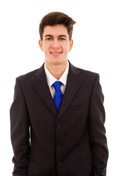 Sonriente joven hombre de negocios retrato aislado en blanco — Foto de Stock