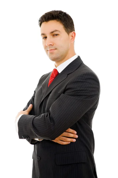 Ritratto di un giovane uomo d'affari isolato su sfondo bianco — Foto Stock