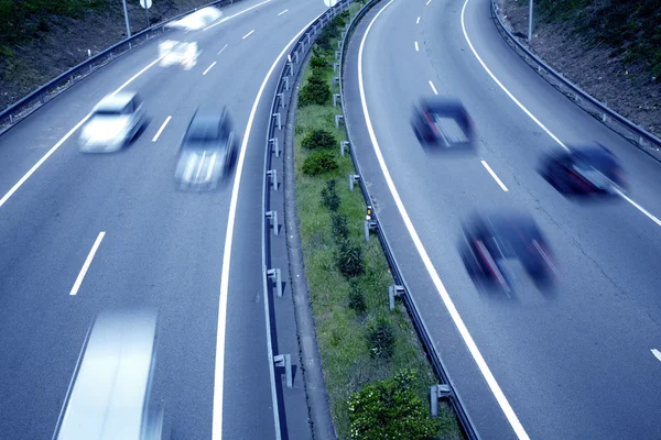 Highway with lots of car in motion — Stock Photo, Image