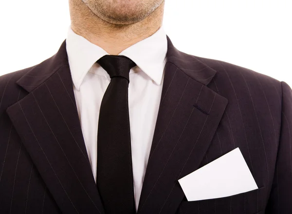 Business man with business card in the pocket — Stock Photo, Image