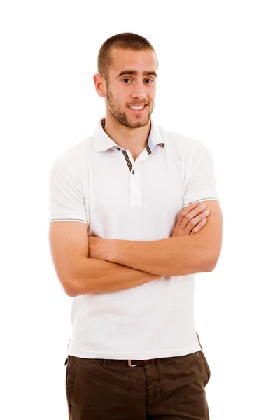 Young casual man portrait, isolated on white — Stock Photo, Image