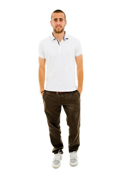 Young casual man full body in a white background — Stock Photo, Image