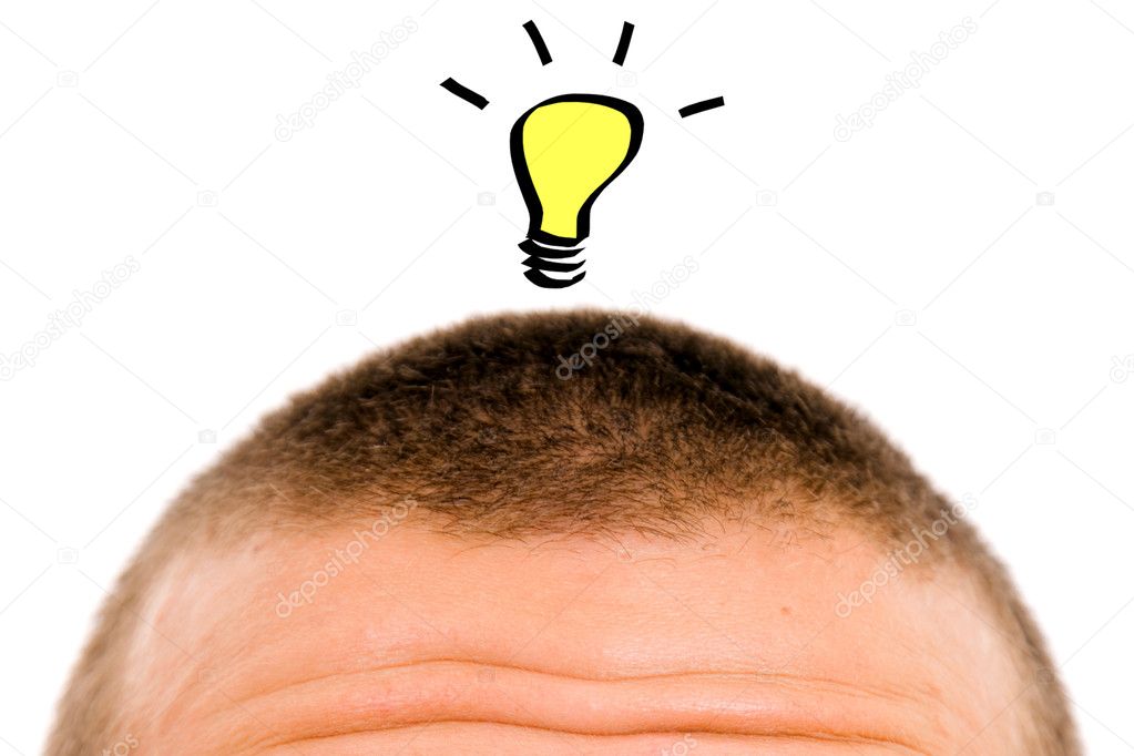 A bulb over a man head having an idea