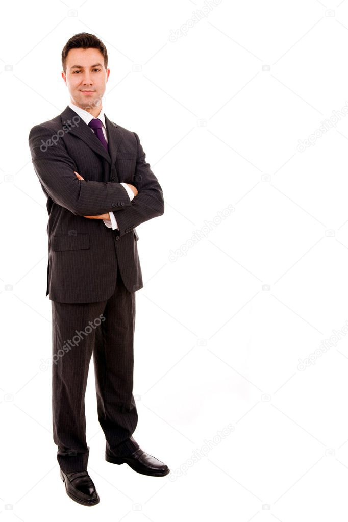 Young business man full body isolated on white background