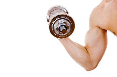 Fitness - powerful muscular man lifting weight clipart