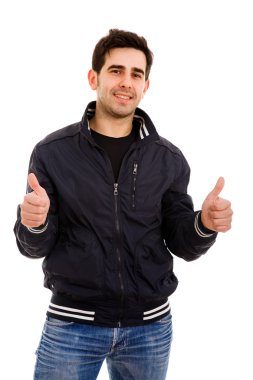 beyaz zemin üzerine genç casual adam Yaşasın